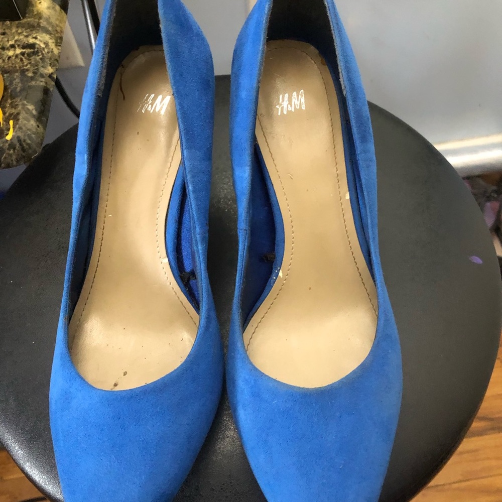 H&M Baby blue Jean look Suede small heel shoes